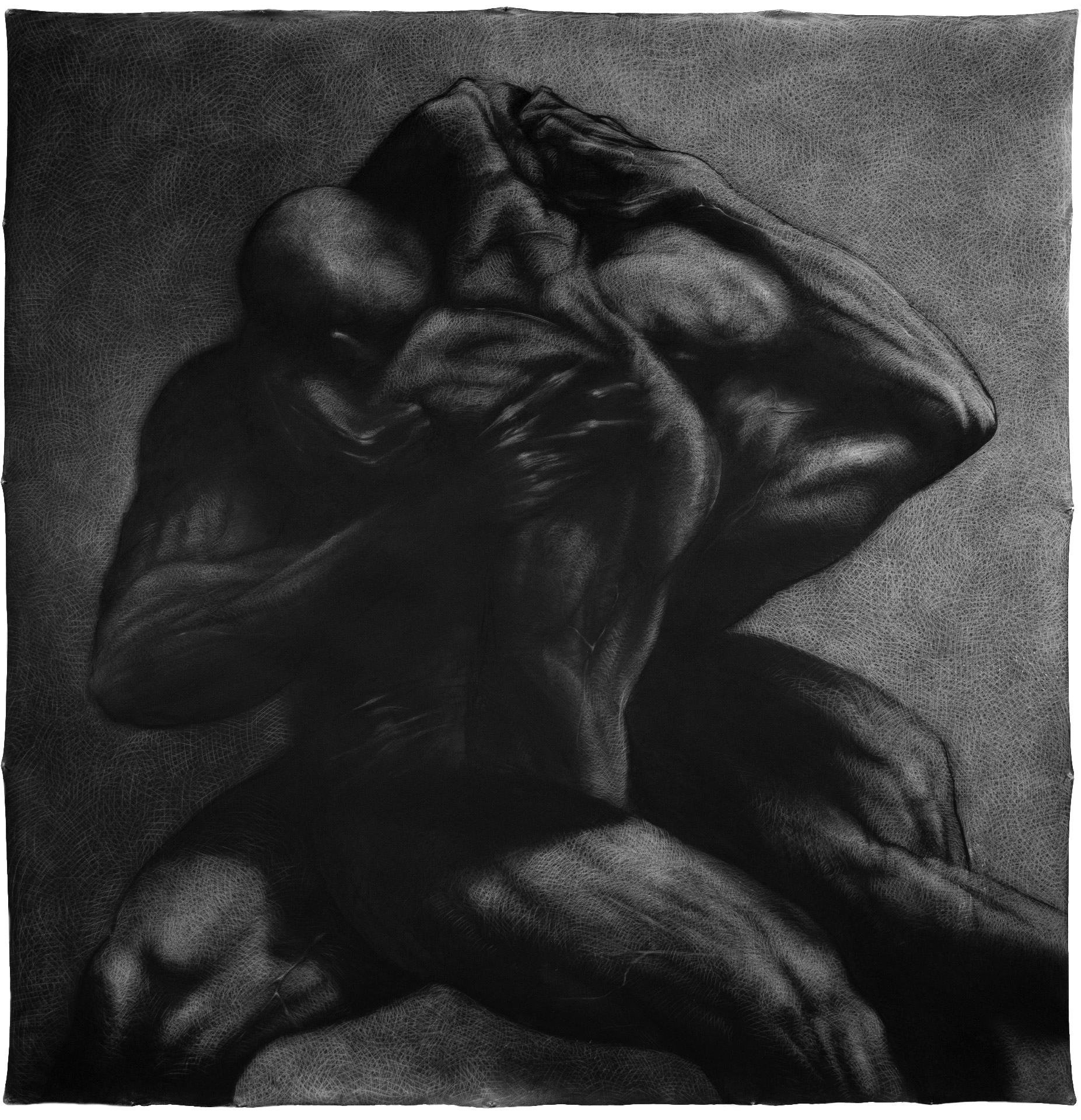 The Fighters 05, charcoal on cotton canvas, 2024, Vasyl Savchenko